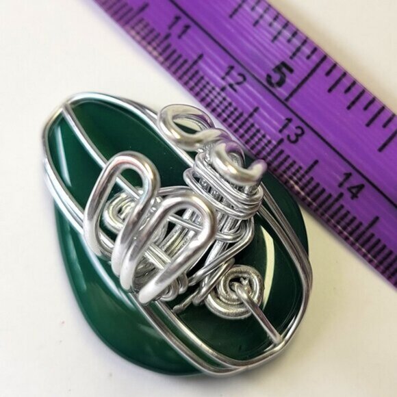 Green Onyx Pear Shape ring Gemstone Adjustable Band Handmade Semi Precious Ring - Picture 6 of 9